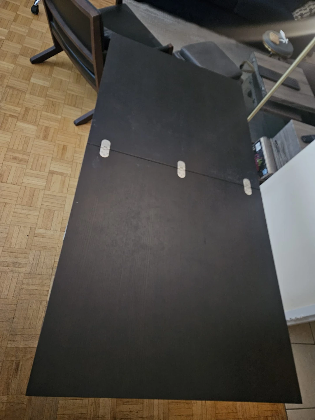 Dark brown square flip top dining table - photo 2