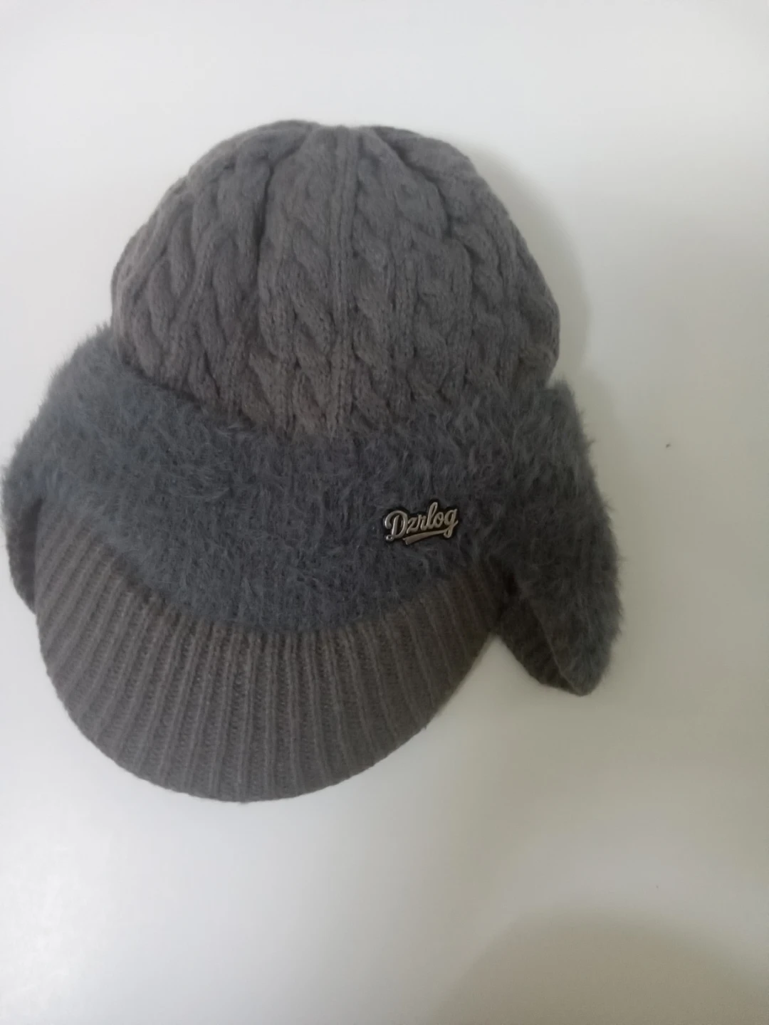 Darlor Grey Knit & Fur Hat