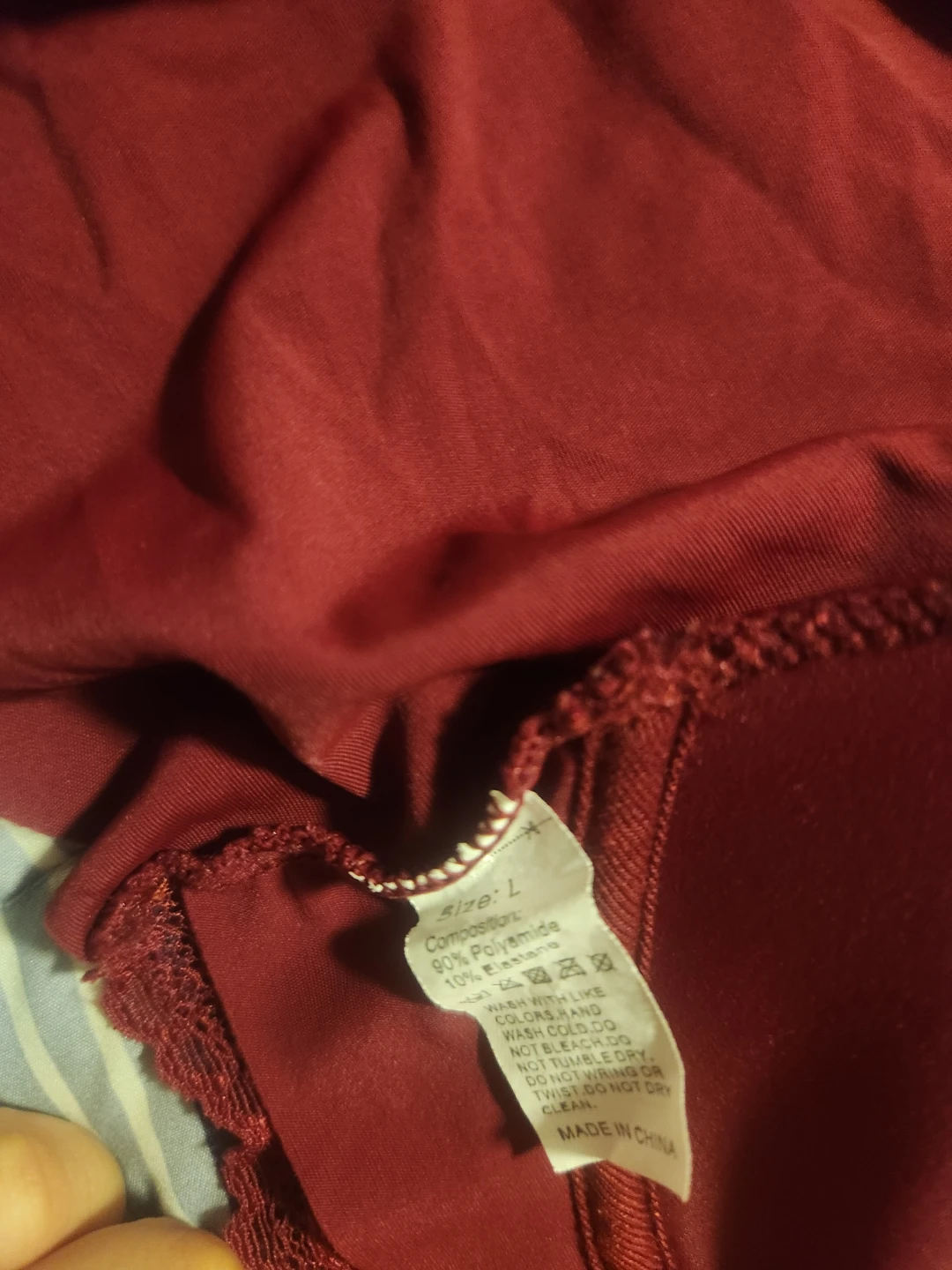 Women's Burgundy Lace Trim Bra - Size L - photo 3