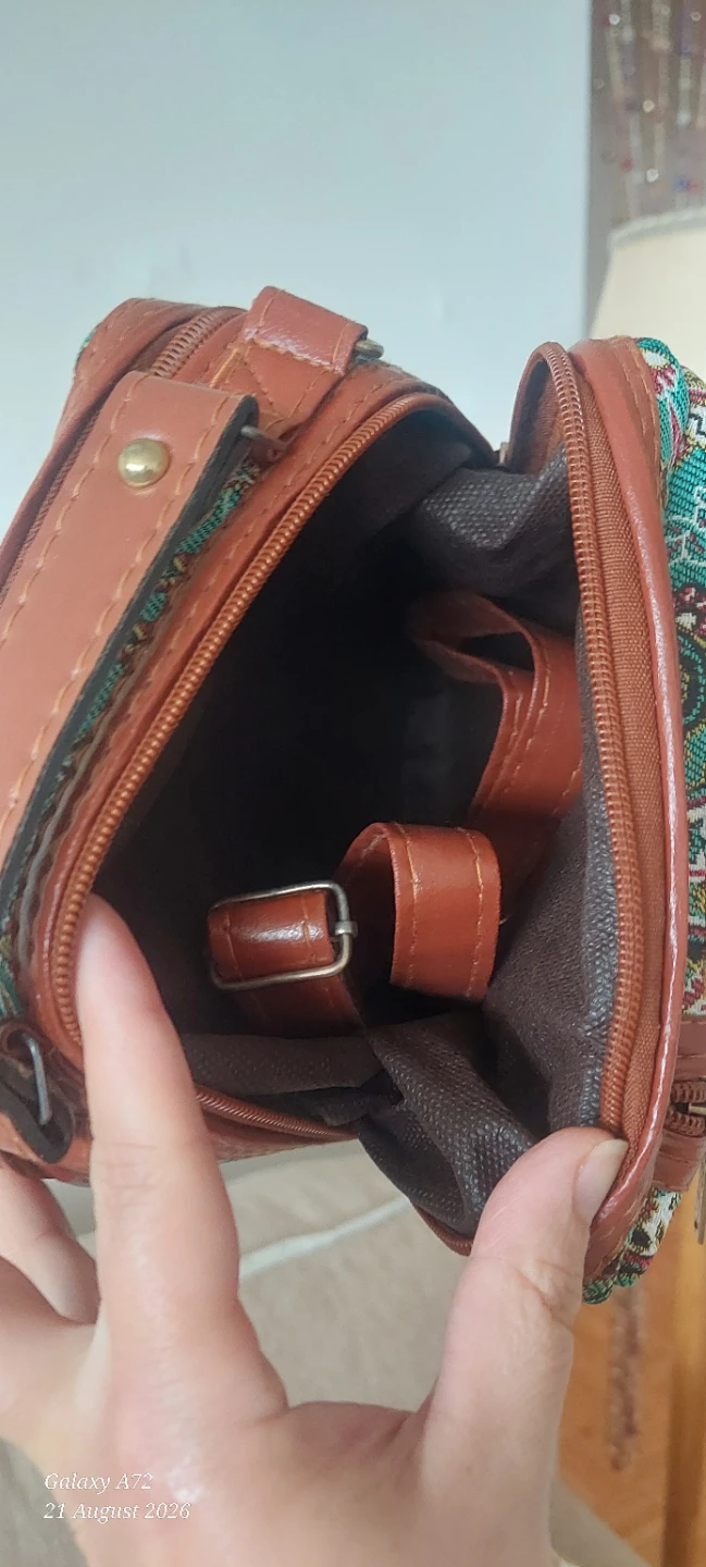 Brown Faux Leather & Paisley Print Crossbody Bag - photo 5