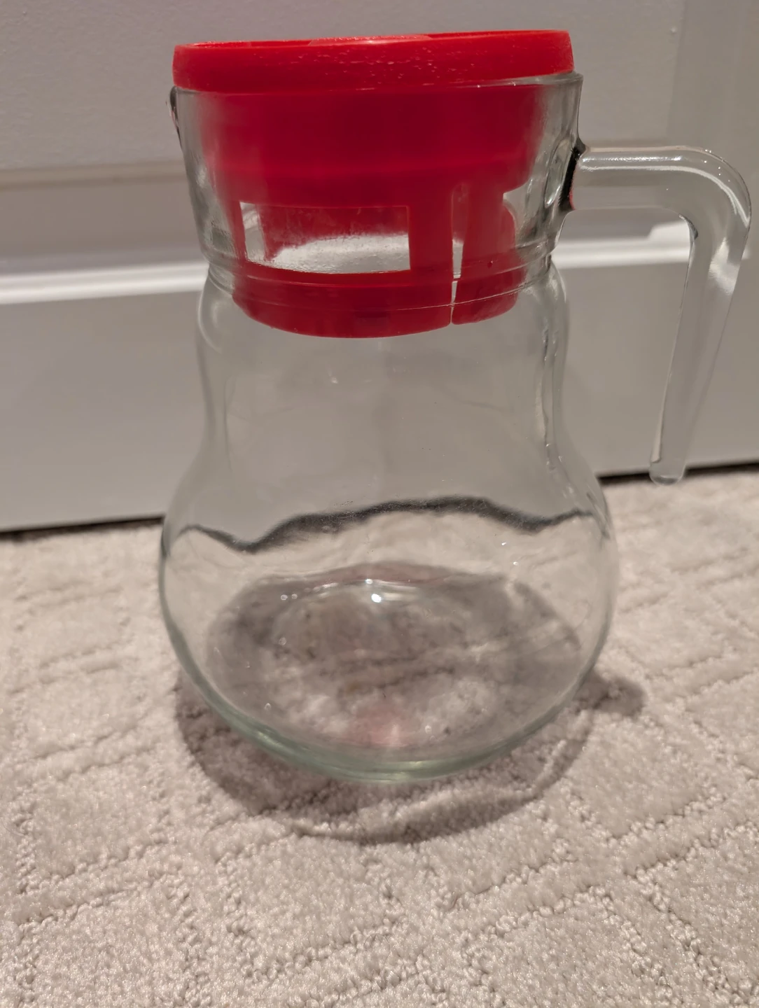 Glass Pitcher with Red Lid - photo 2
