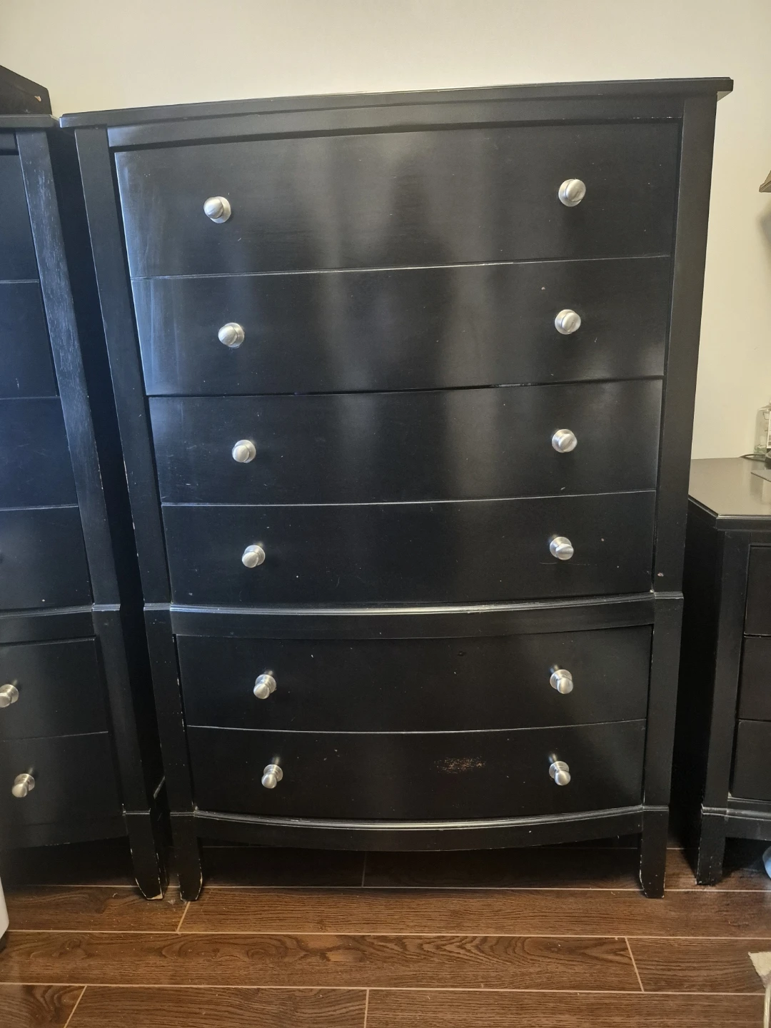 Black Dresser with  Drawers and side tables