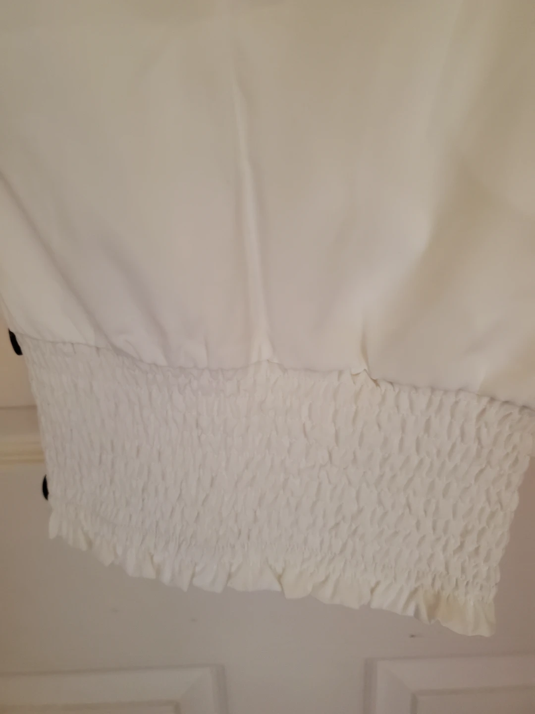 Plus Size White Smocked Waist Wide Leg Pants - photo 4