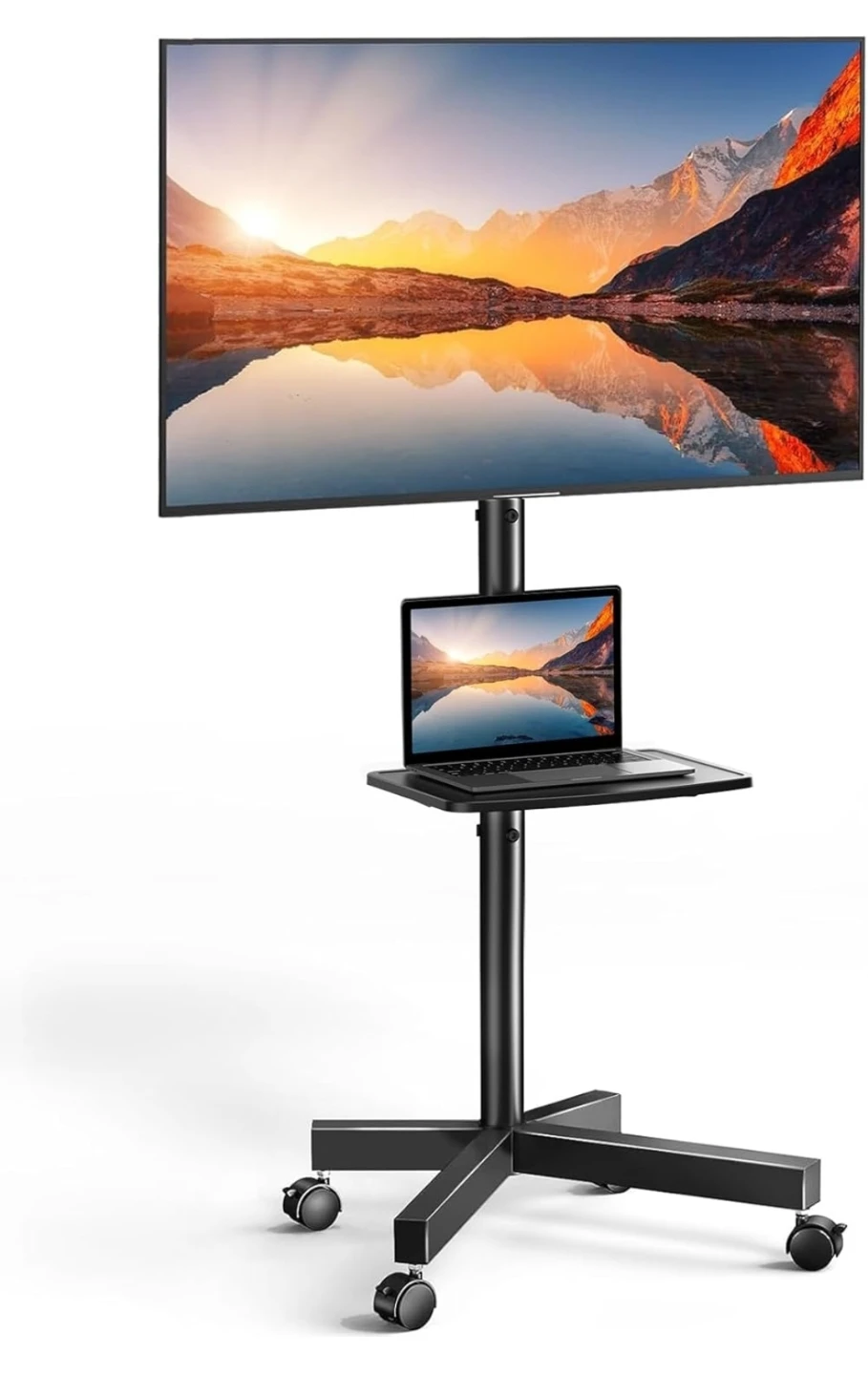 PERLESMITH Rolling TV Stand with Shelf