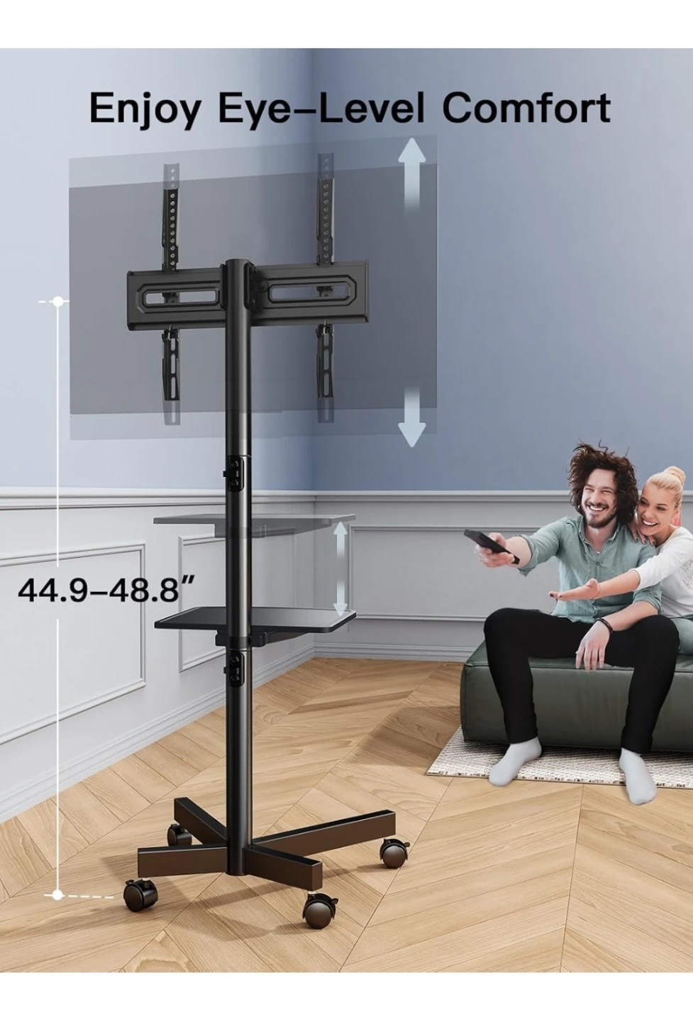 PERLESMITH Rolling TV Stand with Shelf - photo 4