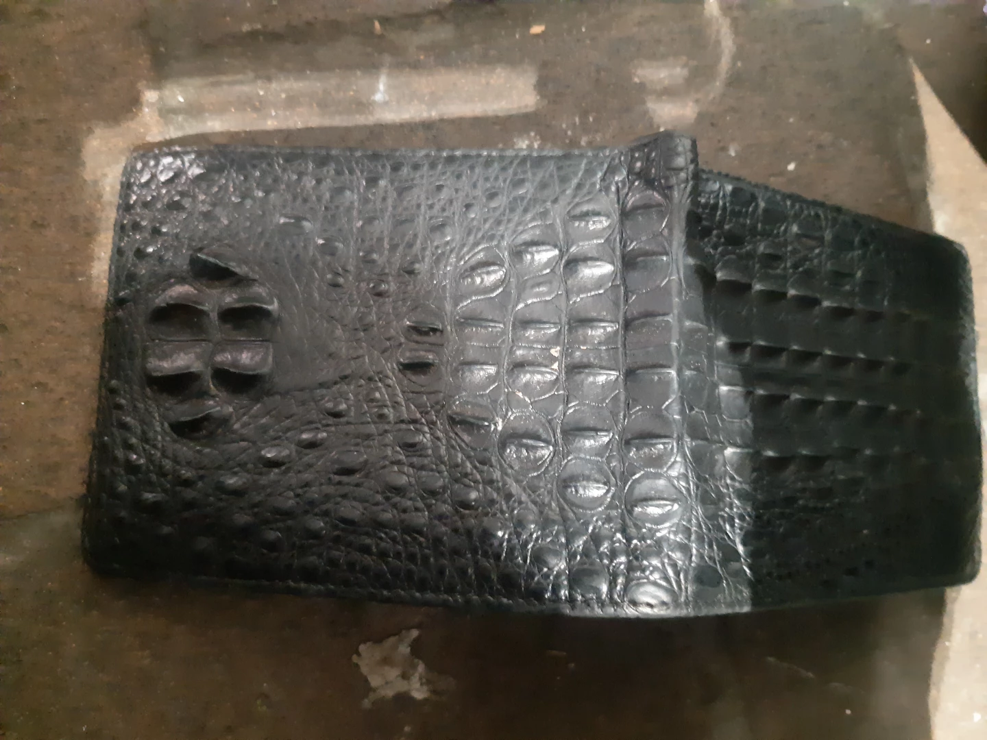 Black Crocodile Bifold Wallet