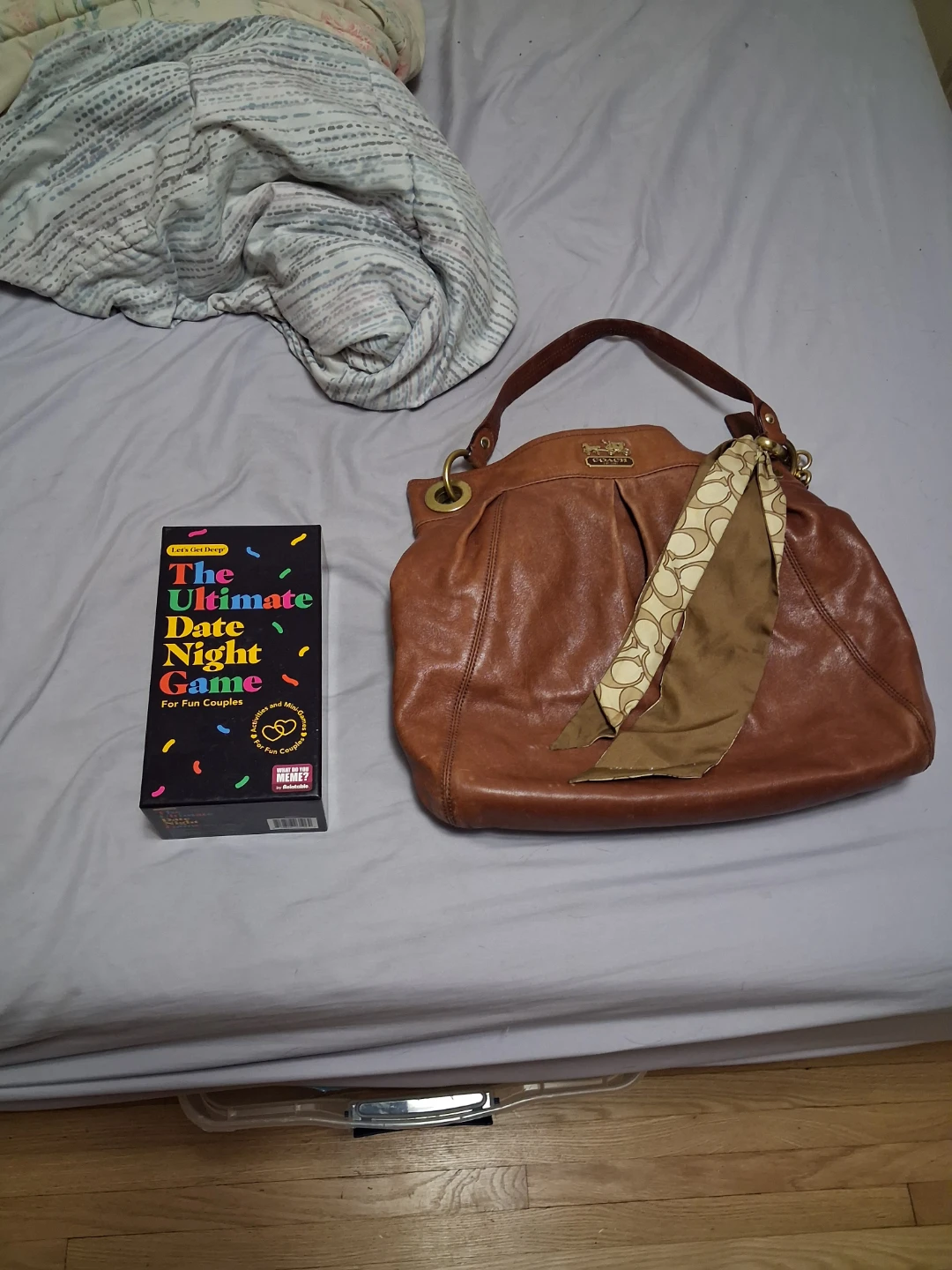 Coach Brown Leather Hobo Bag with Scarf