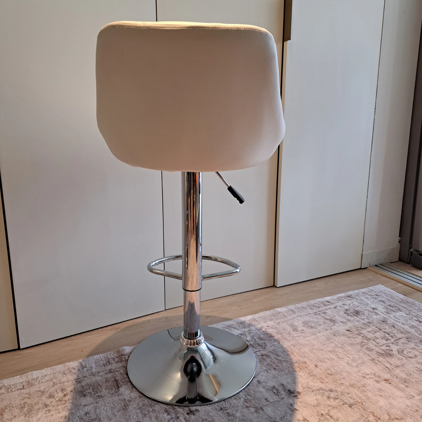 Cream White Bar Stool With Faux Leather - photo 3