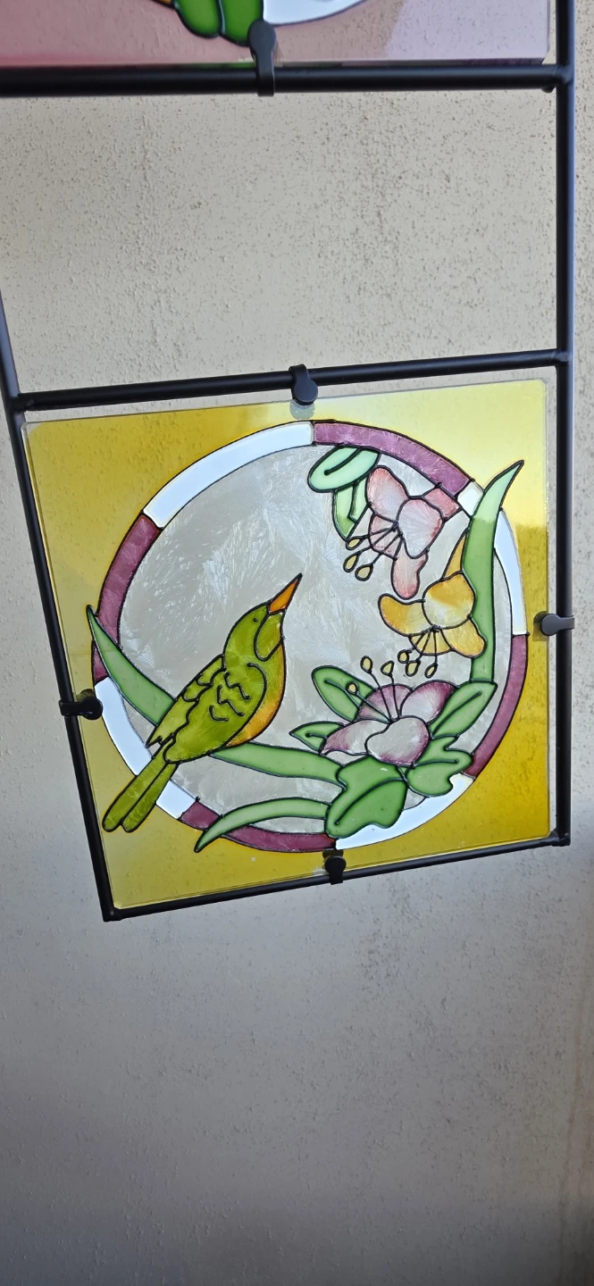 Stained Glass Panel - Hummingbird, Birds, and Flowers - photo 2