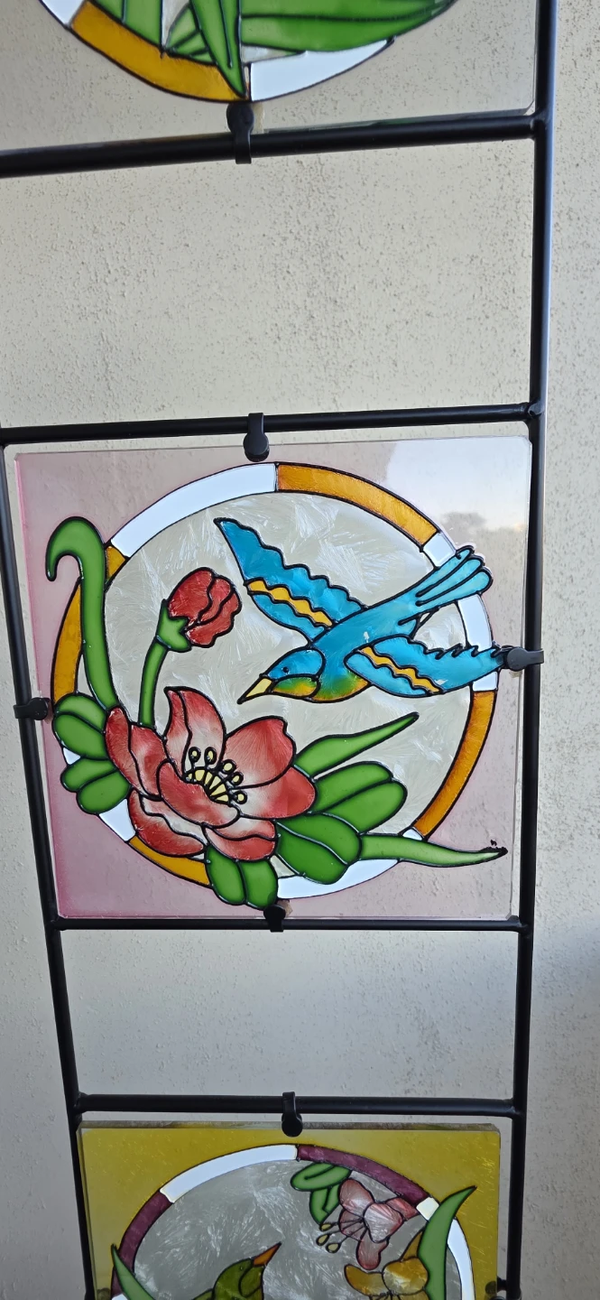 Stained Glass Panel - Hummingbird, Birds, and Flowers - photo 3