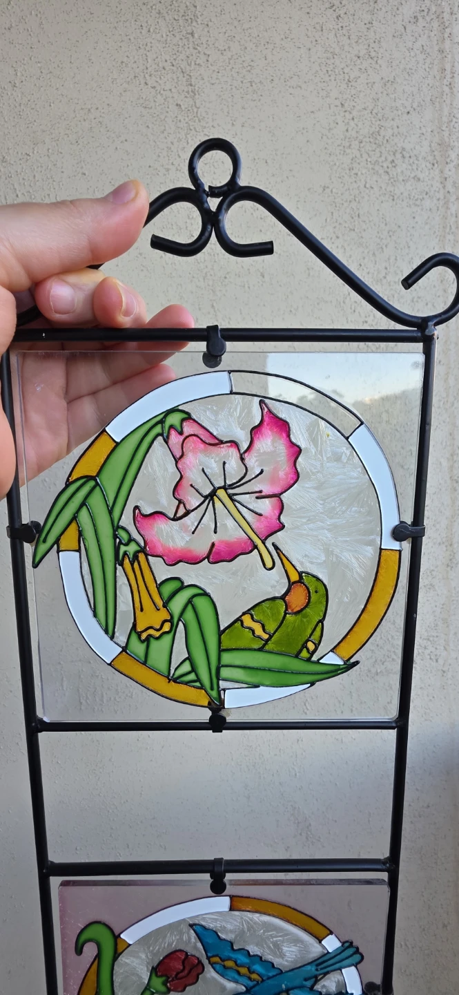 Stained Glass Panel - Hummingbird, Birds, and Flowers - photo 4