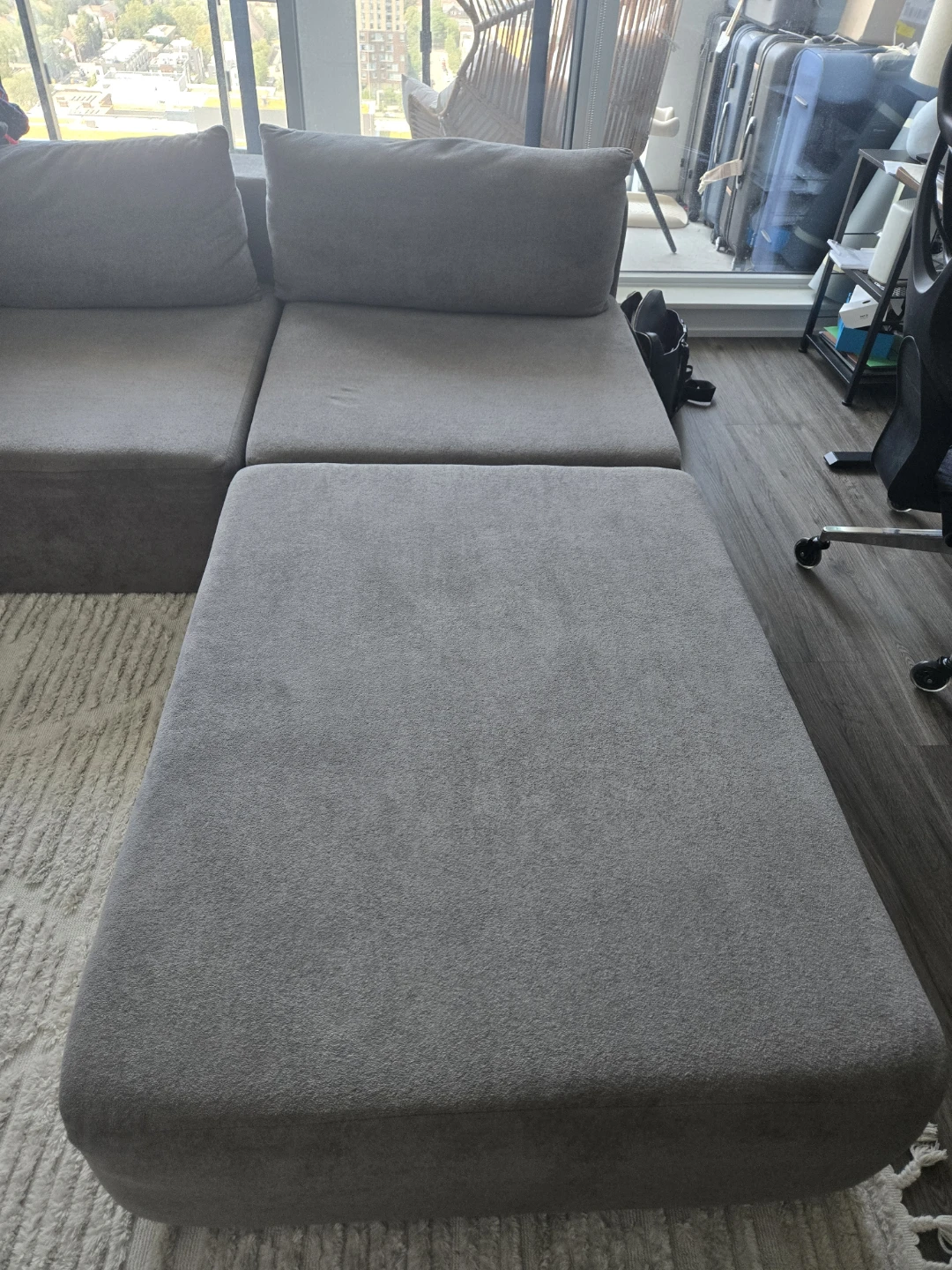 Grey Sectional Sofa with Ottoman