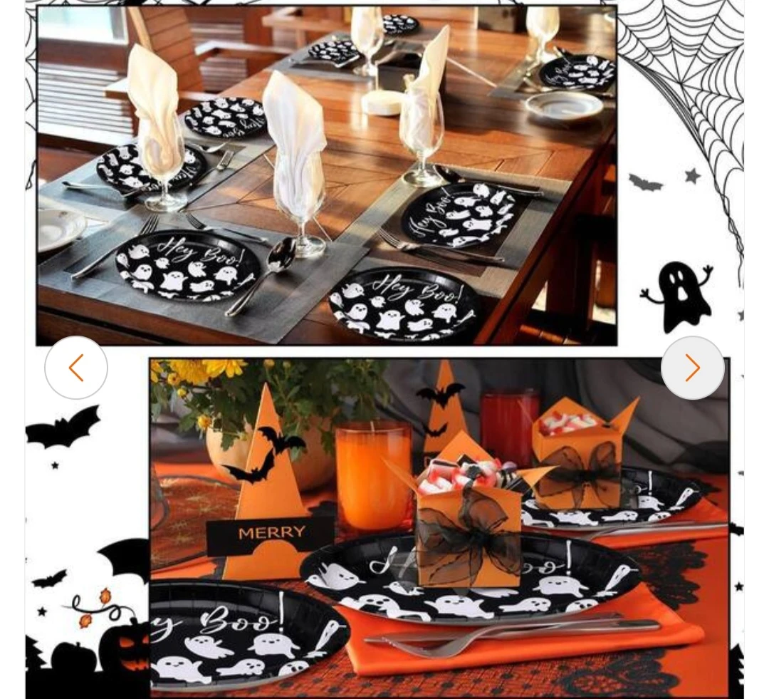 Halloween Ghost 12" Paper Plates + Napkins - photo 4