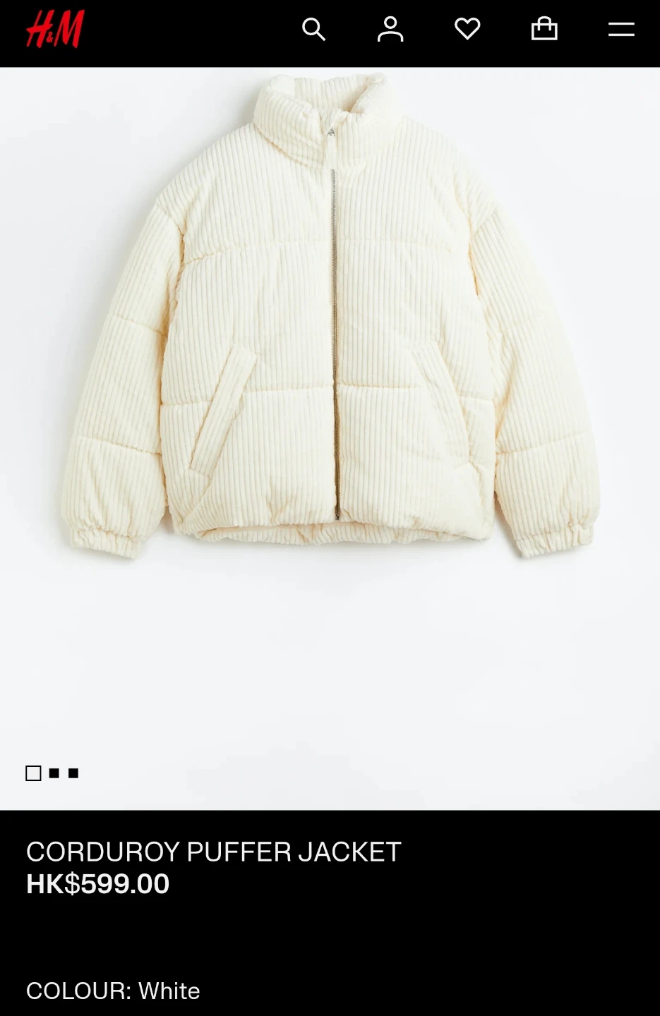 H&M Corduroy Puffer Jacket