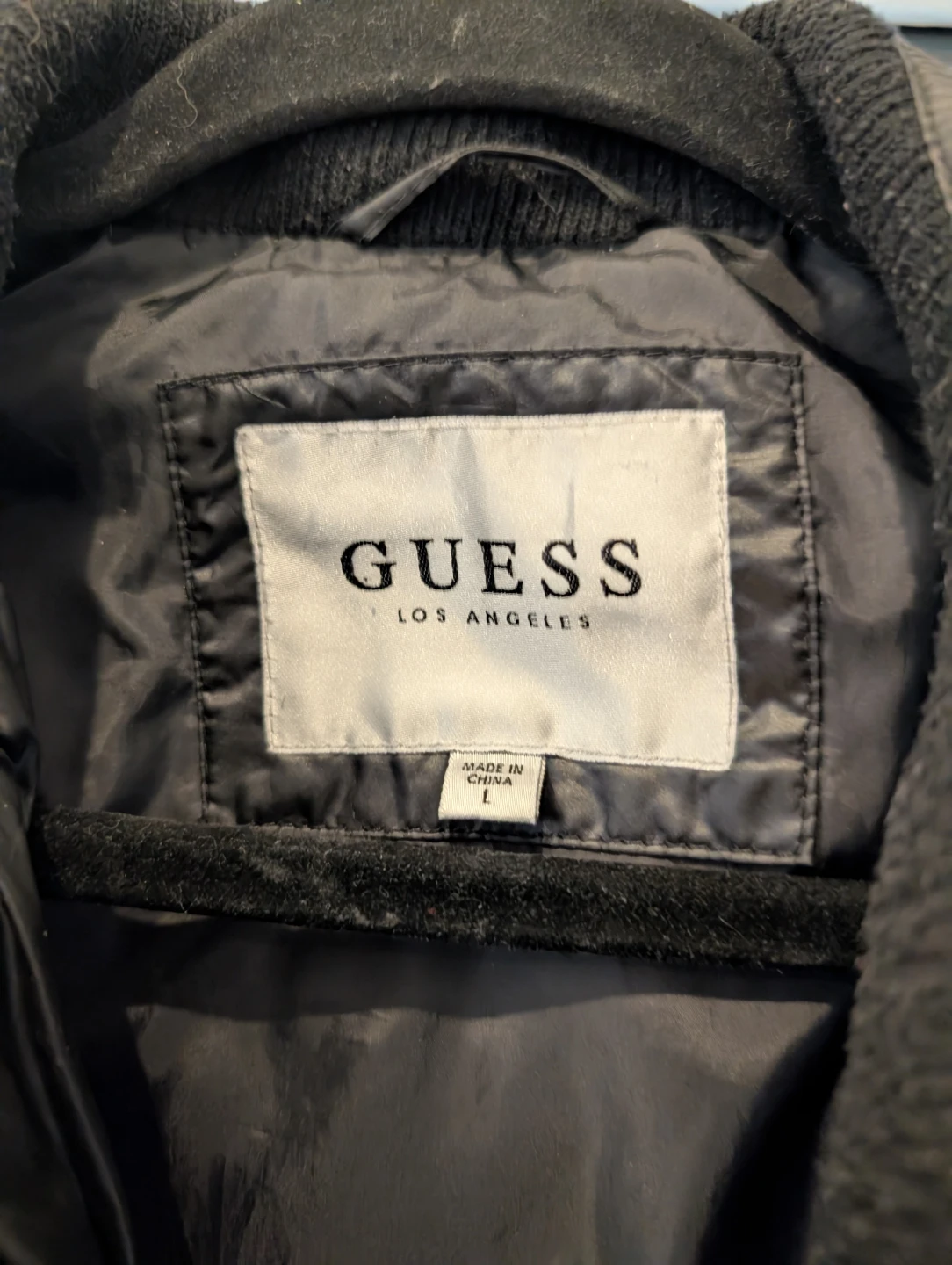 Guess Black Quilted Bomber Jacket - Size Mens L - photo 4