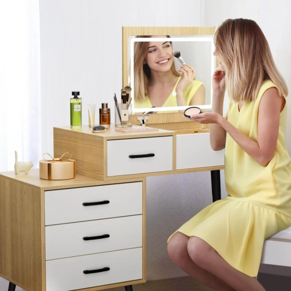 Vanity Desk with Lighted Mirror and Drawers - photo 4