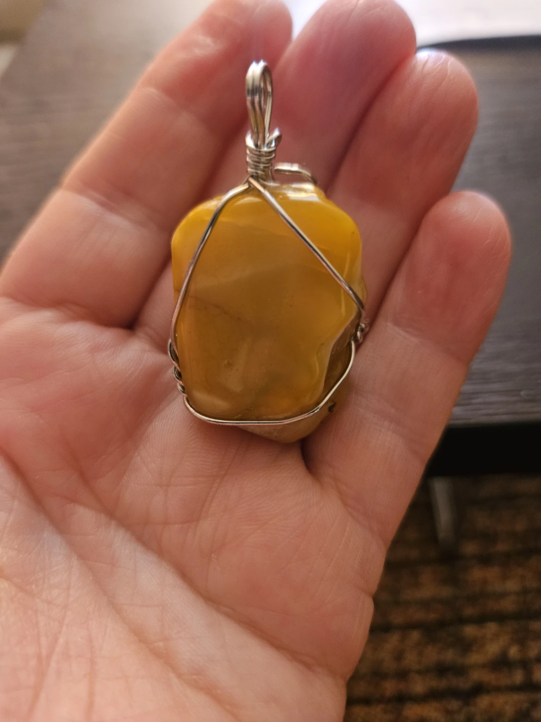 Wire Wrapped Baltic Amber Stone Pendant - photo 3