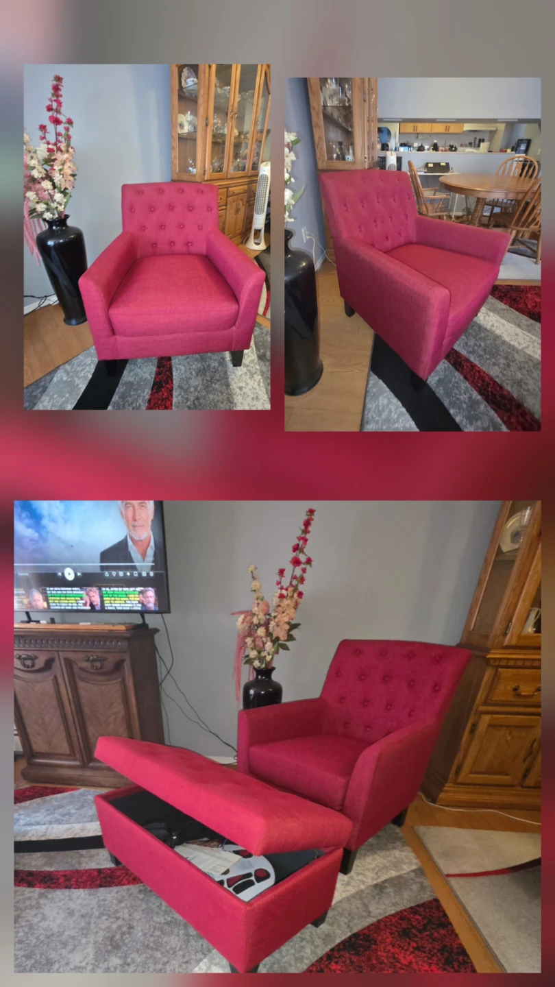 Elegant Button-Tufted Club Chair & Storage Ottoman Set - photo 2