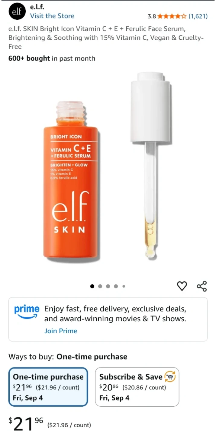 New! e.l.f.   Vitamin C + E + Ferulic Serum(30 ml)