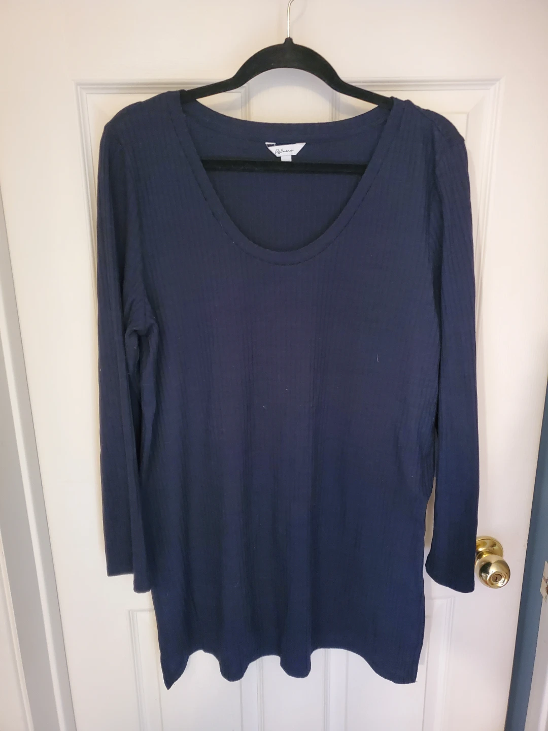 Reitmans Navy Blue Ribbed Long Sleeve Tunic