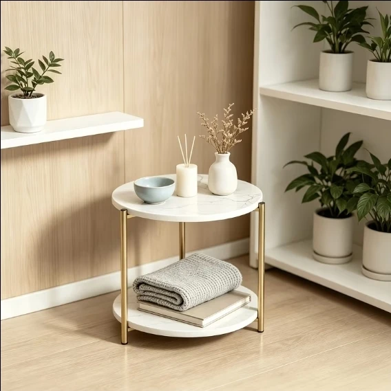 Round Marble Accent Table