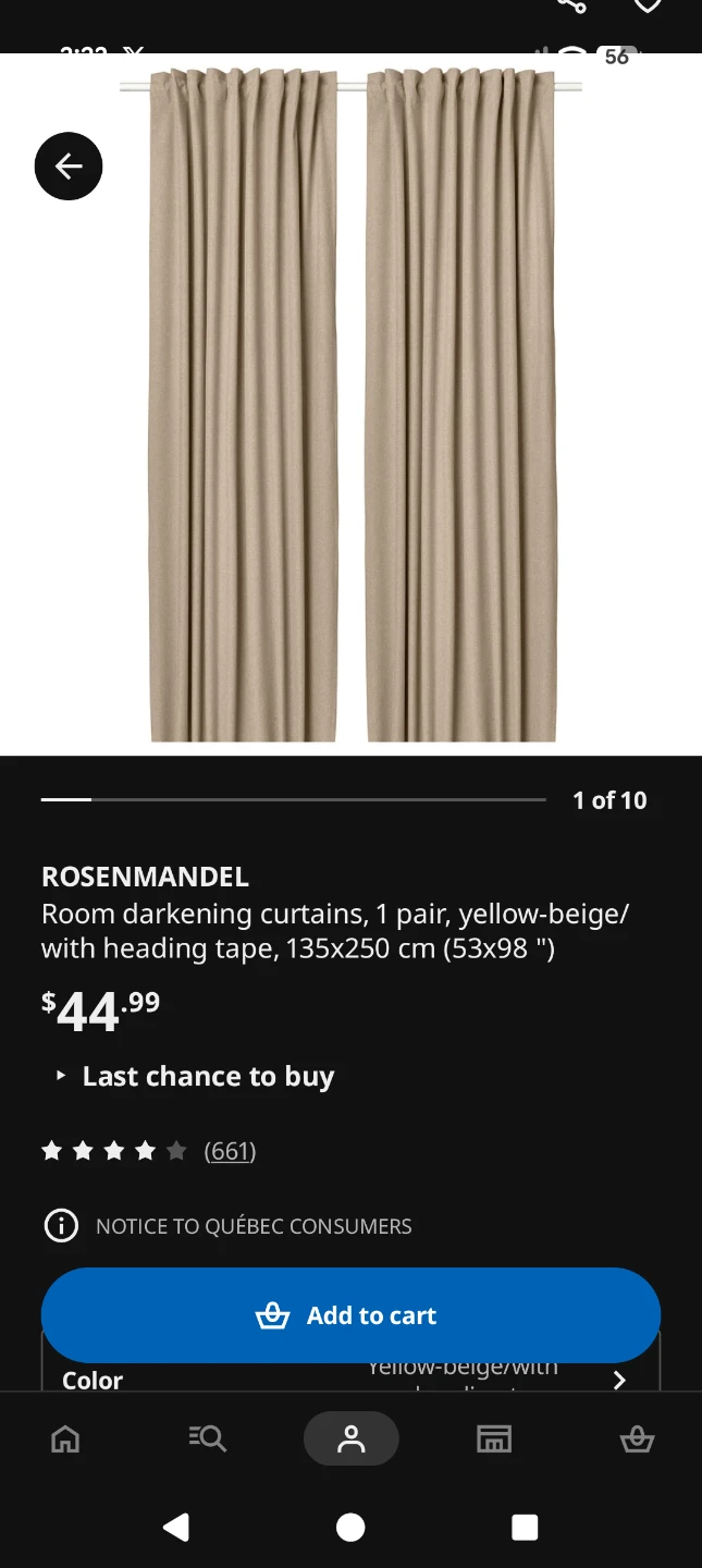 IKEA ROSENMANDEL Room Darkening Curtains - 1 Pair - photo 2