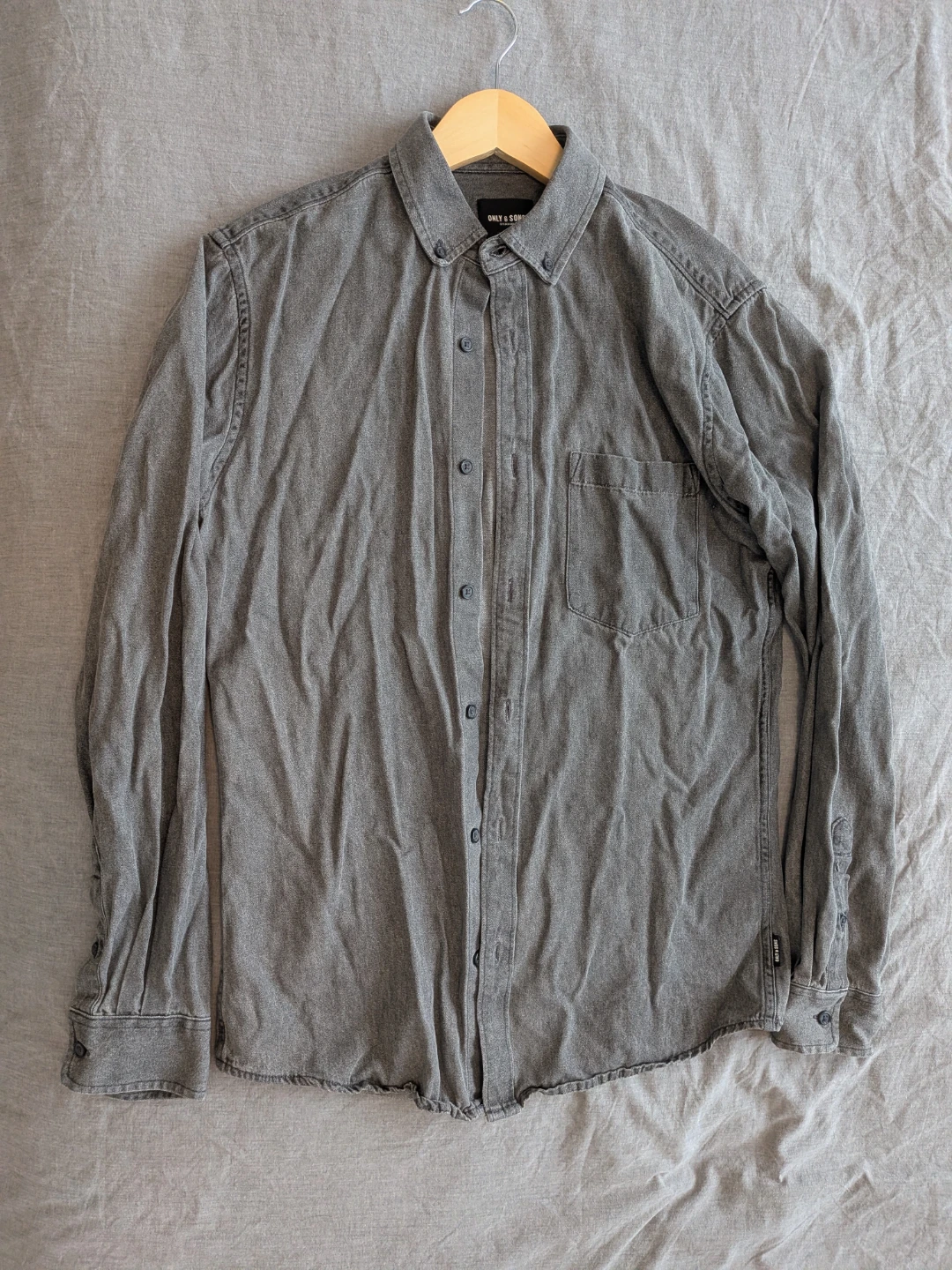 ONLY & SONS Slim Fit Button-Up Shirt - Grey