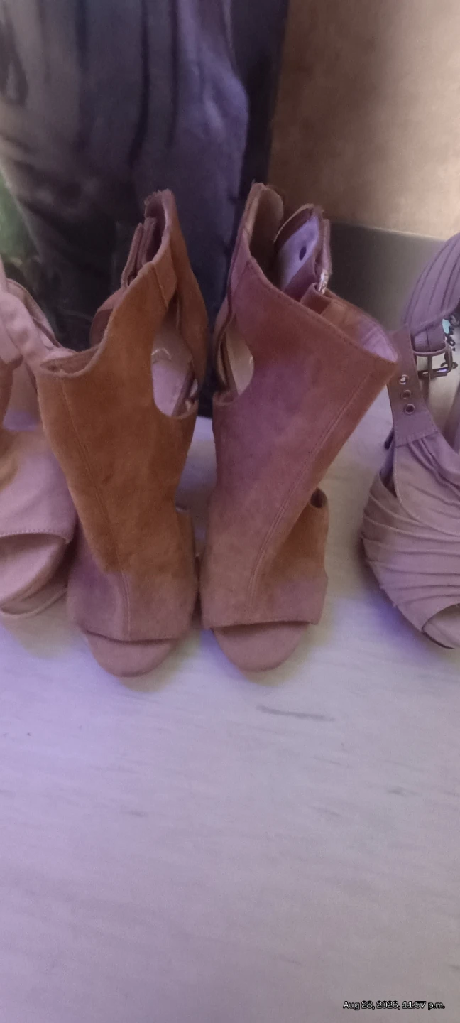 Beige Ruched Peep-Toe Heels
