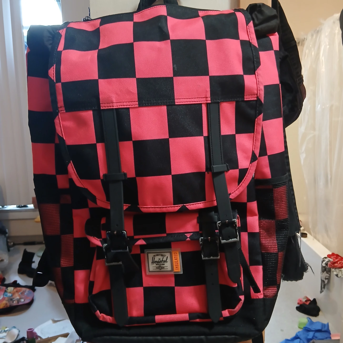 Herschel Backpack Pink and Black Checkered - photo 2