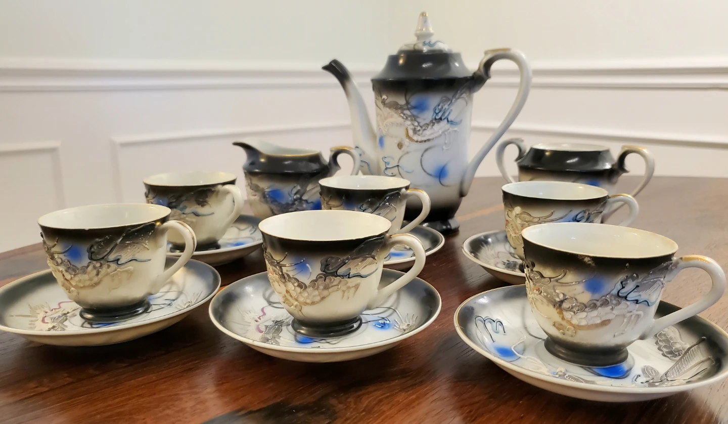 Vintage Japanese Moriage Dragonware Tea Set