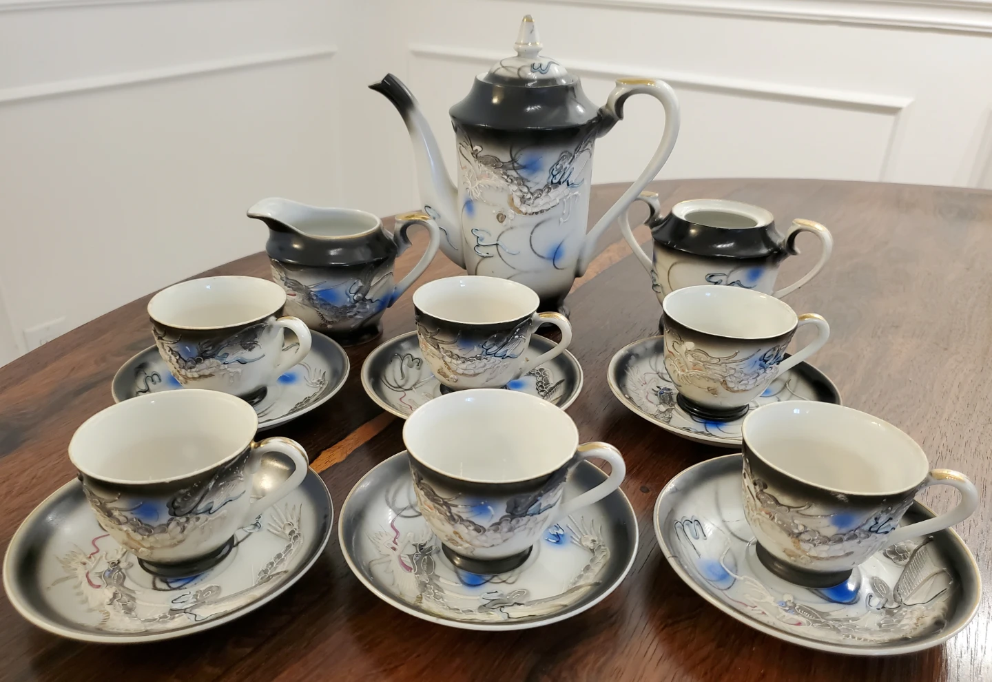 Vintage Japanese Moriage Dragonware Tea Set - photo 3