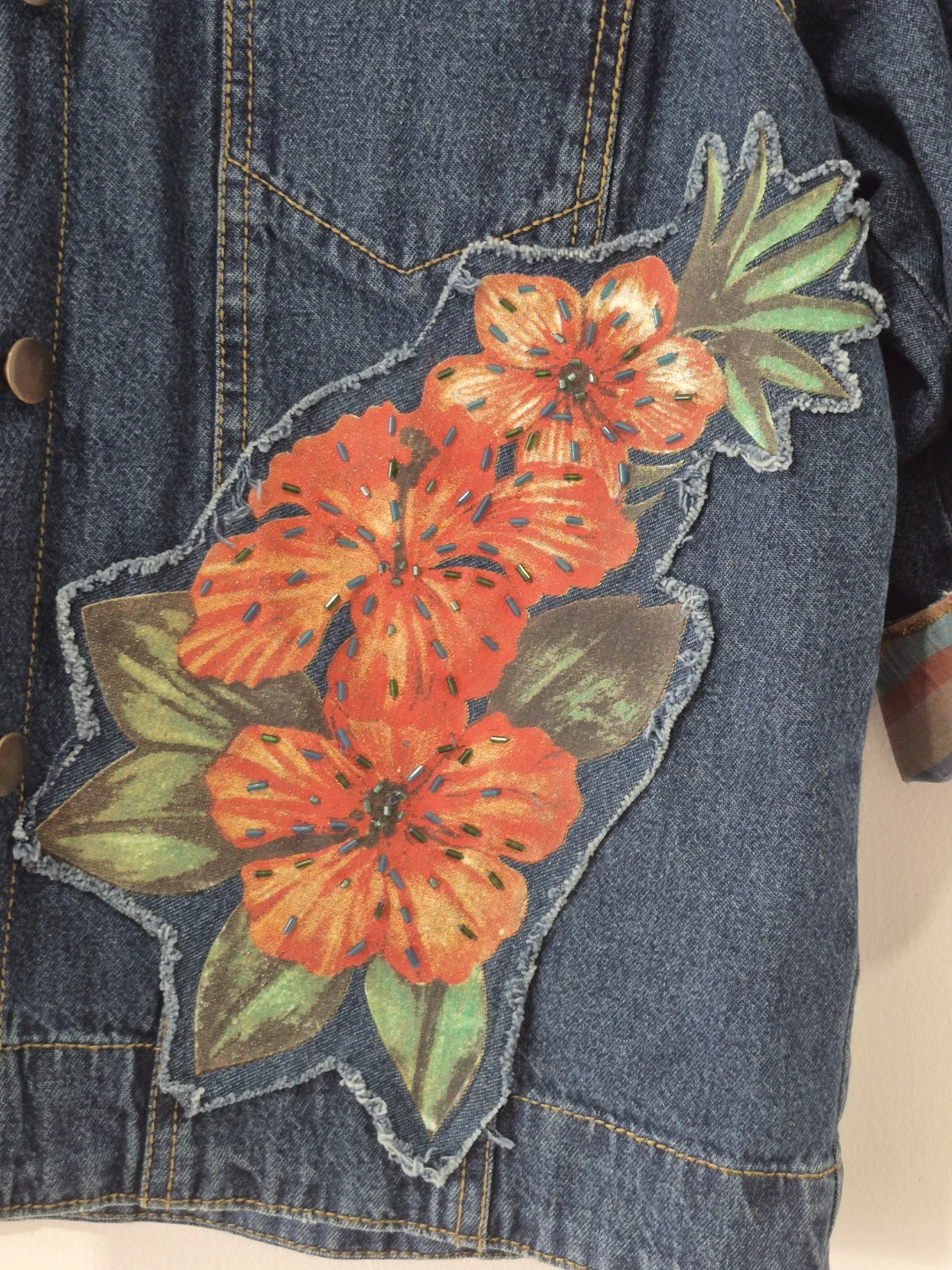 ATTITUDE Denim Jacket with Floral Embroidery - photo 5