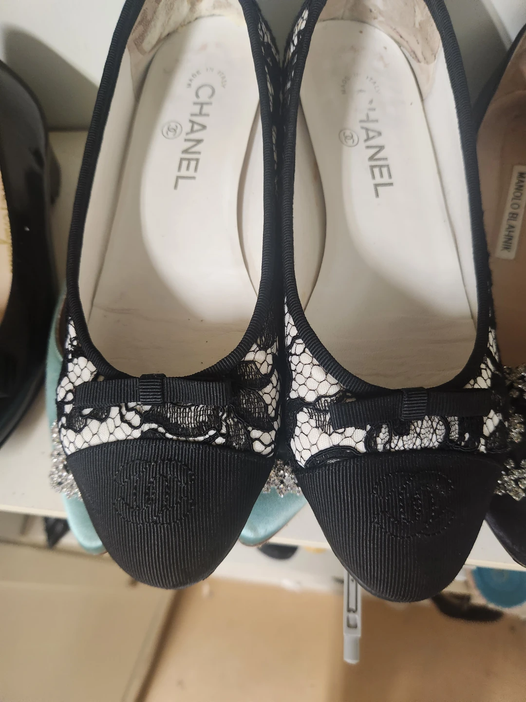 Chanel Lace Ballet Flats - Black/White - Size 38.5