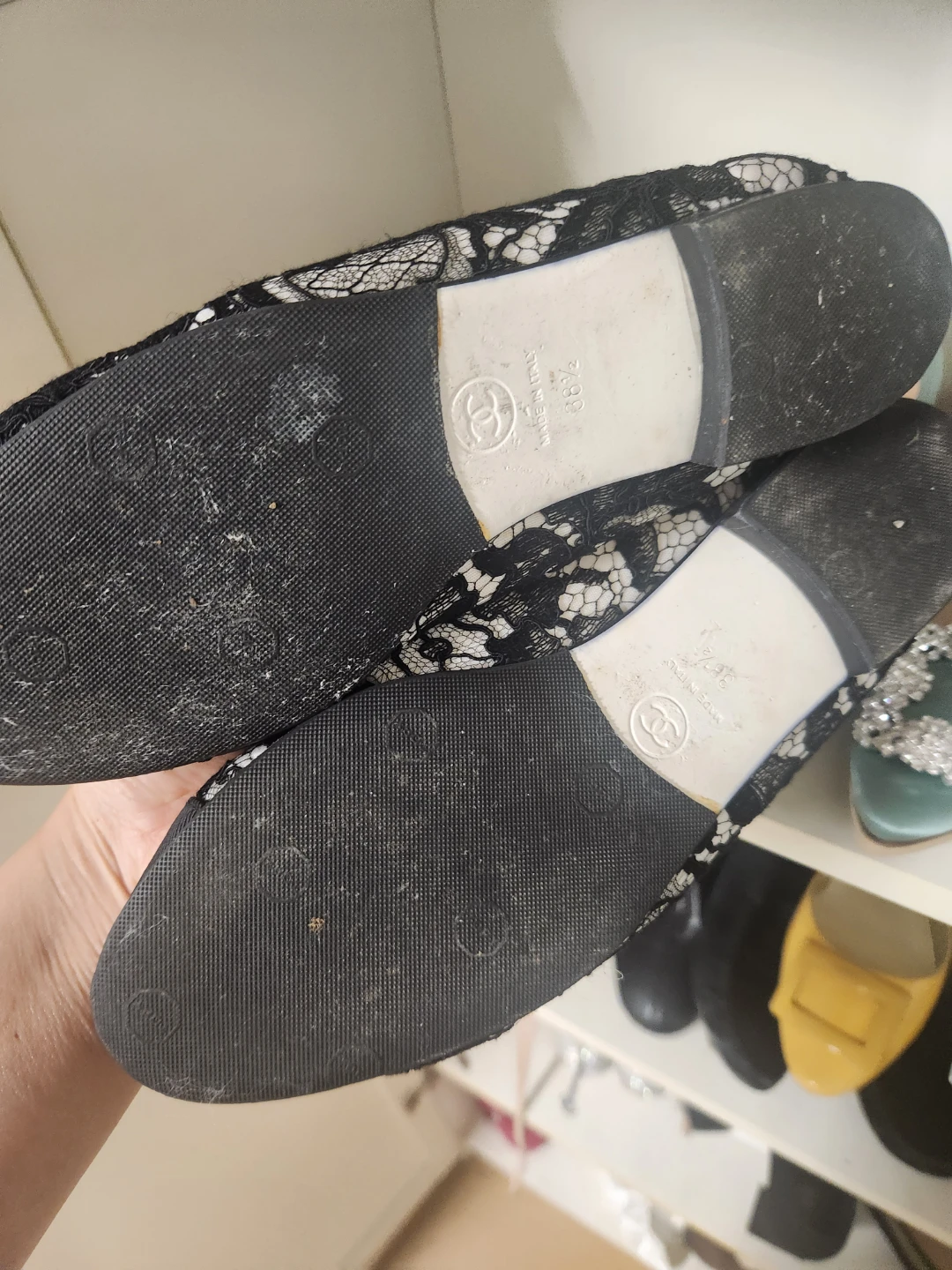 Chanel Lace Ballet Flats - Black/White - Size 38.5 - photo 2