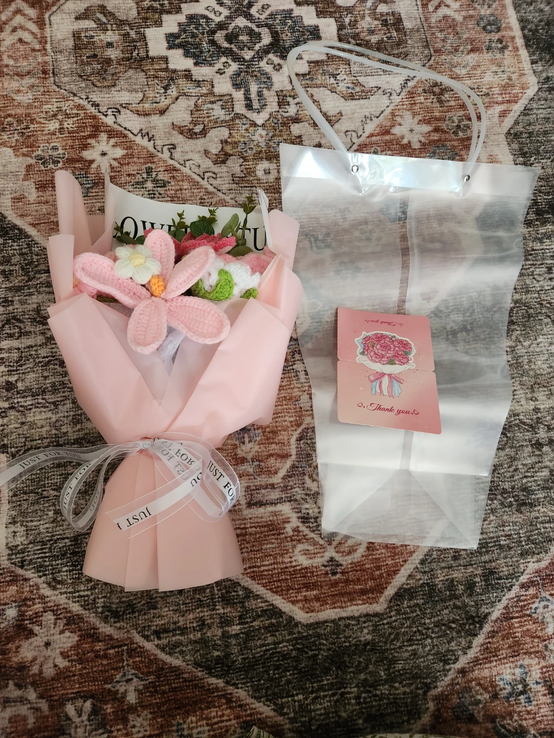 Crocheted Flower Bouquet with Gift Bag and Card - photo 2