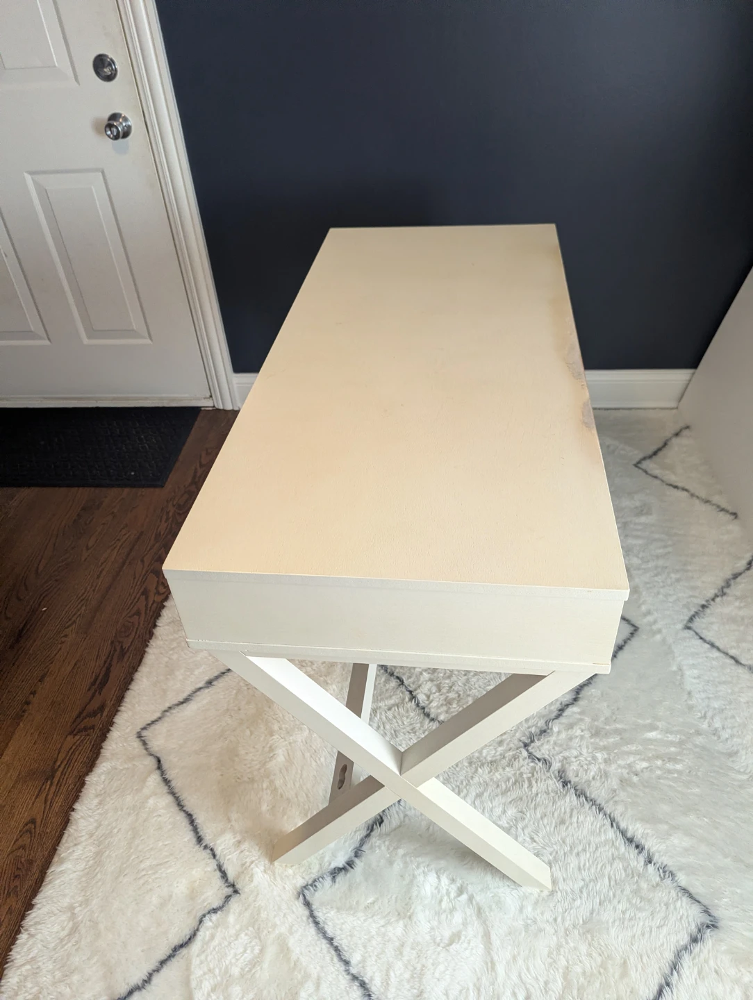 White X-Leg Desk with 3 Drawers - photo 5