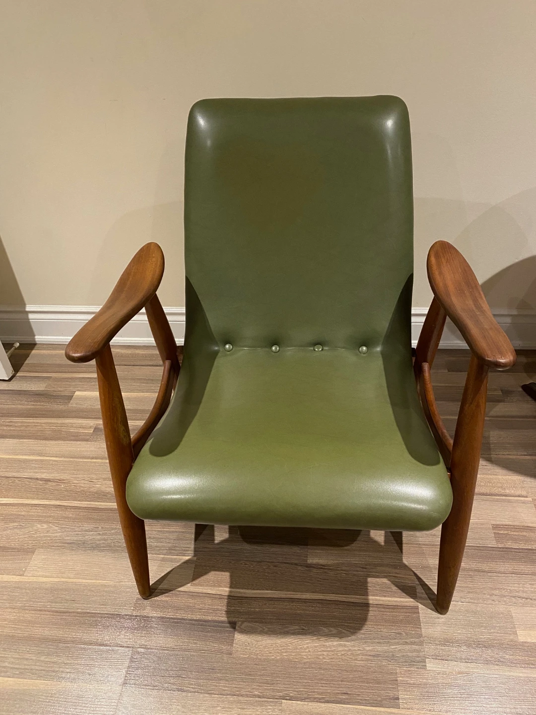 Vintage Rose wood Green faux Leather Armchair - photo 4