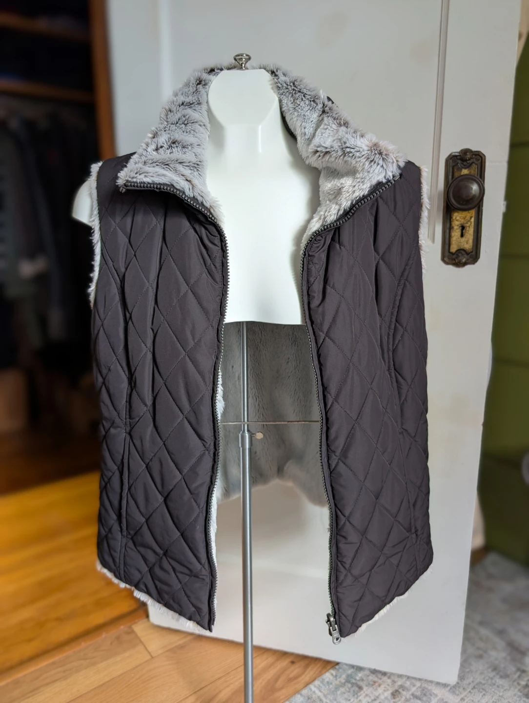 Quilted Vest with Faux Fur Lining