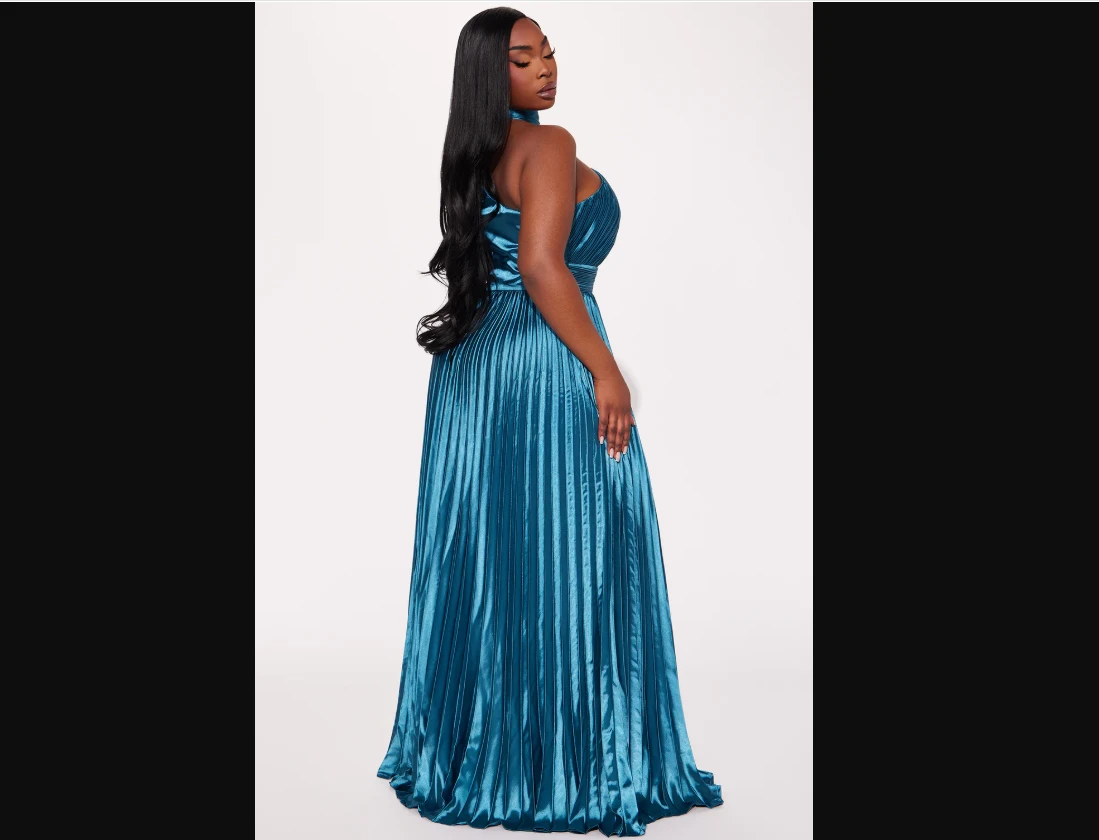 Fashion Nova Teal One Shoulder Pleated Maxi Dress - photo 3