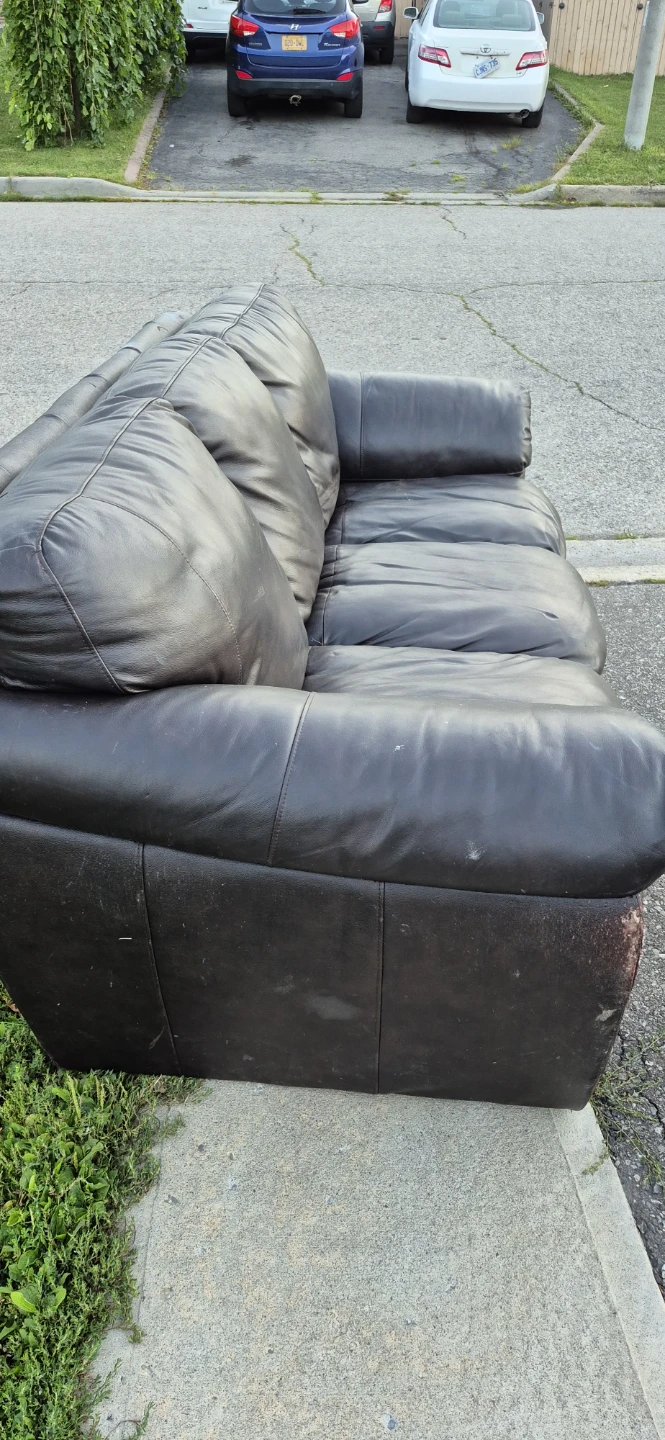 Dark Brown Faux Leather Sofa - photo 4