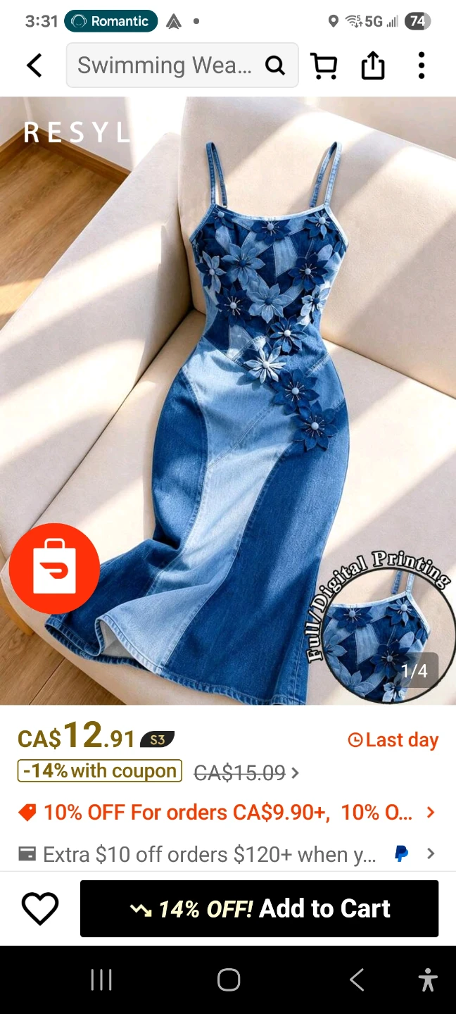 RESYL Blue Denim Floral Dress