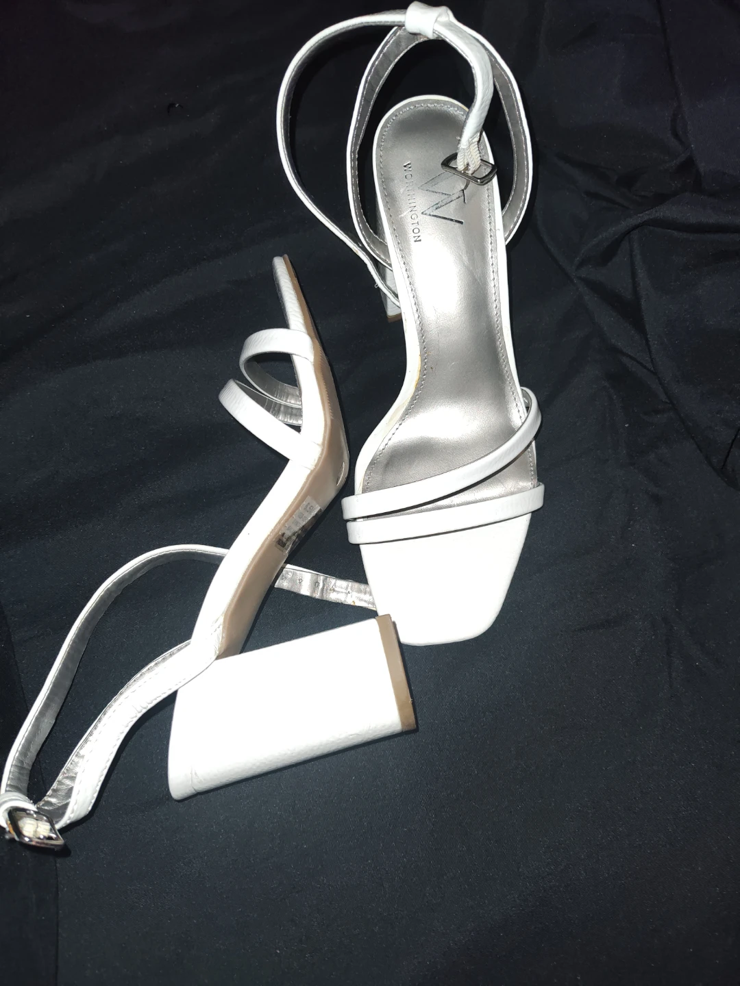 White Strappy Block Heels