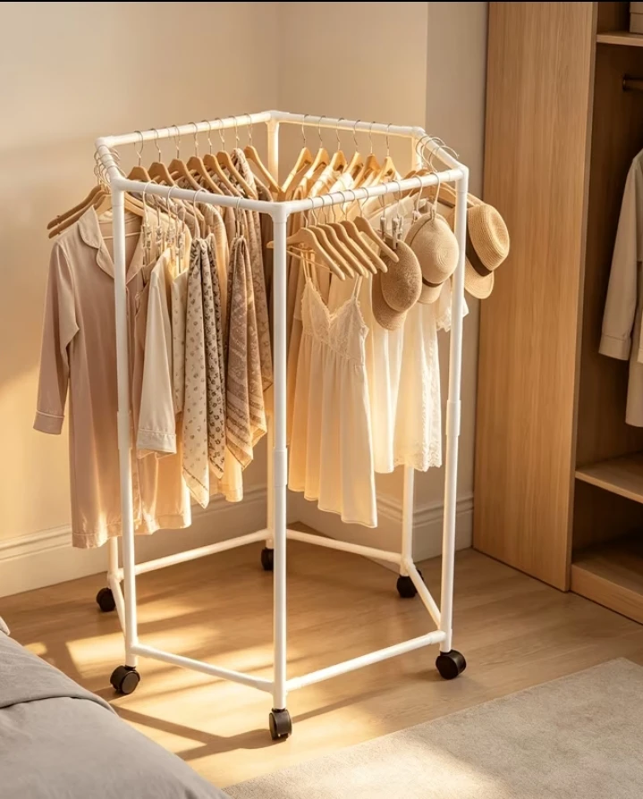 (BRAND NEW) 2-Piece White Metal Clothing Rack and Shoe Rack Set - photo 2