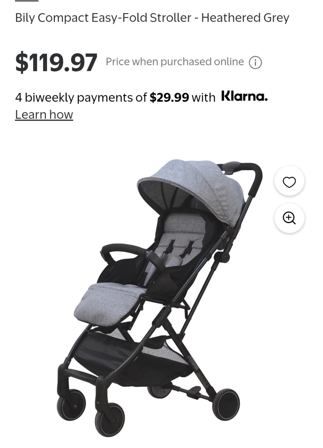Bily Compact Easy-Fold Stroller - Heathered Grey