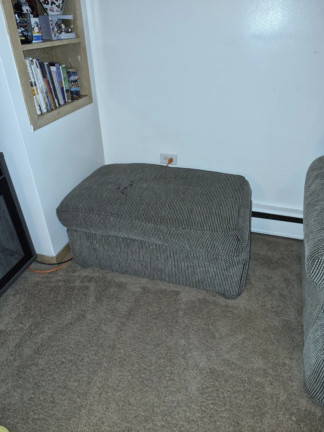 Grey Striped Armchair and Ottoman Set - photo 2