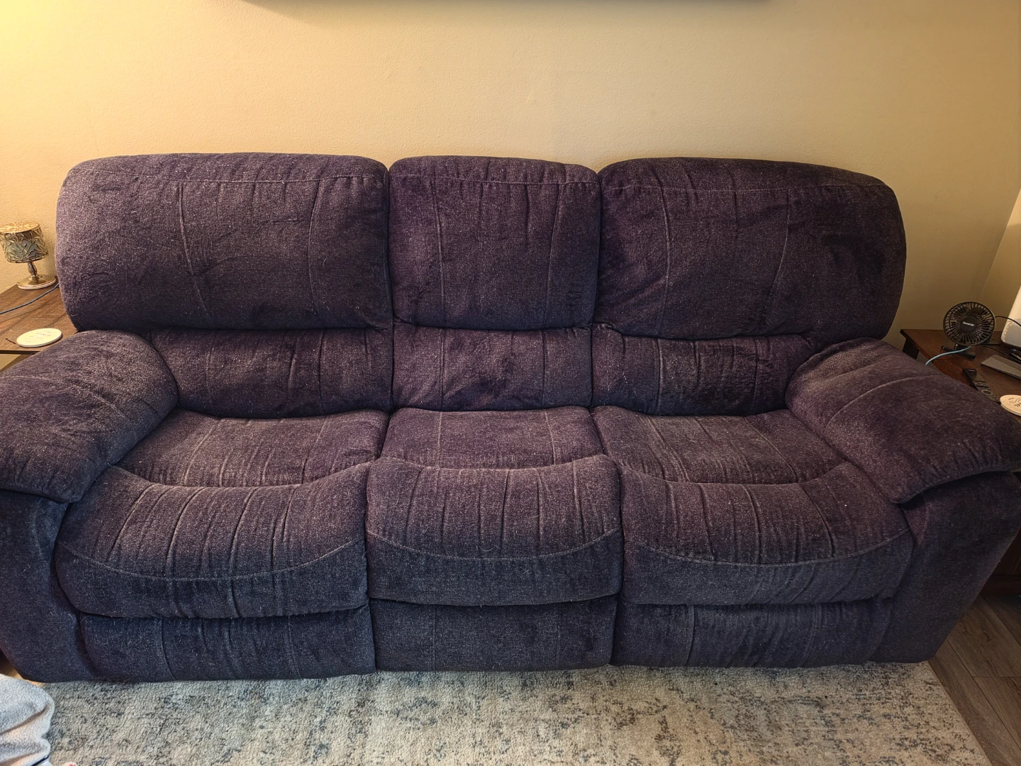 Black Three-Seater Reclining Sofa