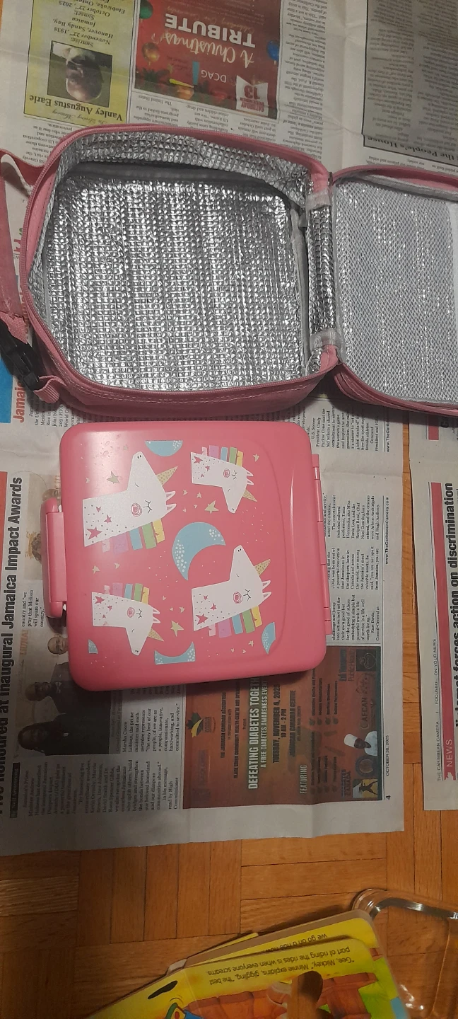 Pink Unicorn Lunch Box with Utensils