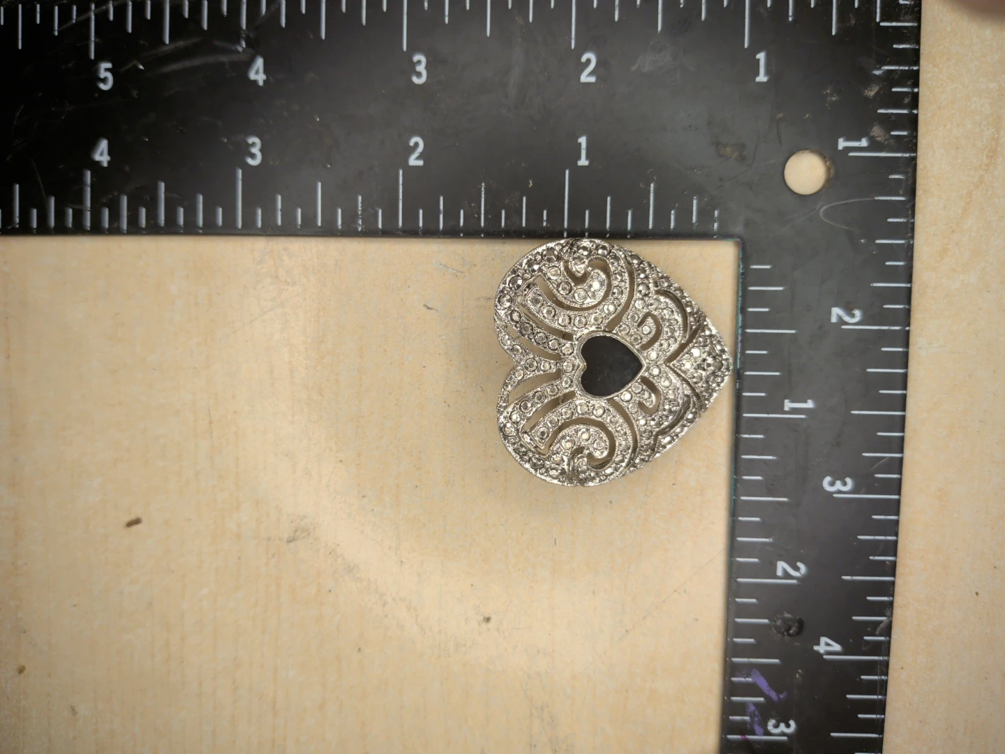 Heart Shaped Brooch with Rhinestones - photo 2