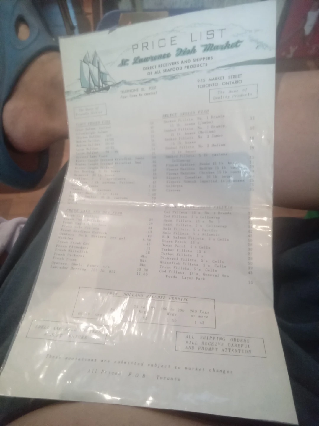 St. Lawrence Fish Market Price List