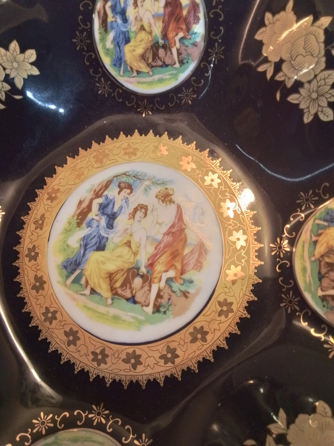 Vintage Czech Cobalt Blue & 24k Gold Centerpiece Bowl - photo 2